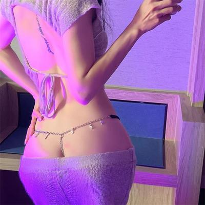 欧美外贸狂野金属字母挂坠性感内裤女腰链丁字裤诱惑情趣夜店制服