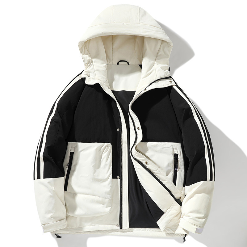 2025新款冬季帅气羽绒服情侣款拼色初中高中外套男士学生宽松上衣
