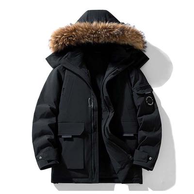 羽绒服男连帽冬季新款青年男生大毛领派克服青少年初高中学生外套