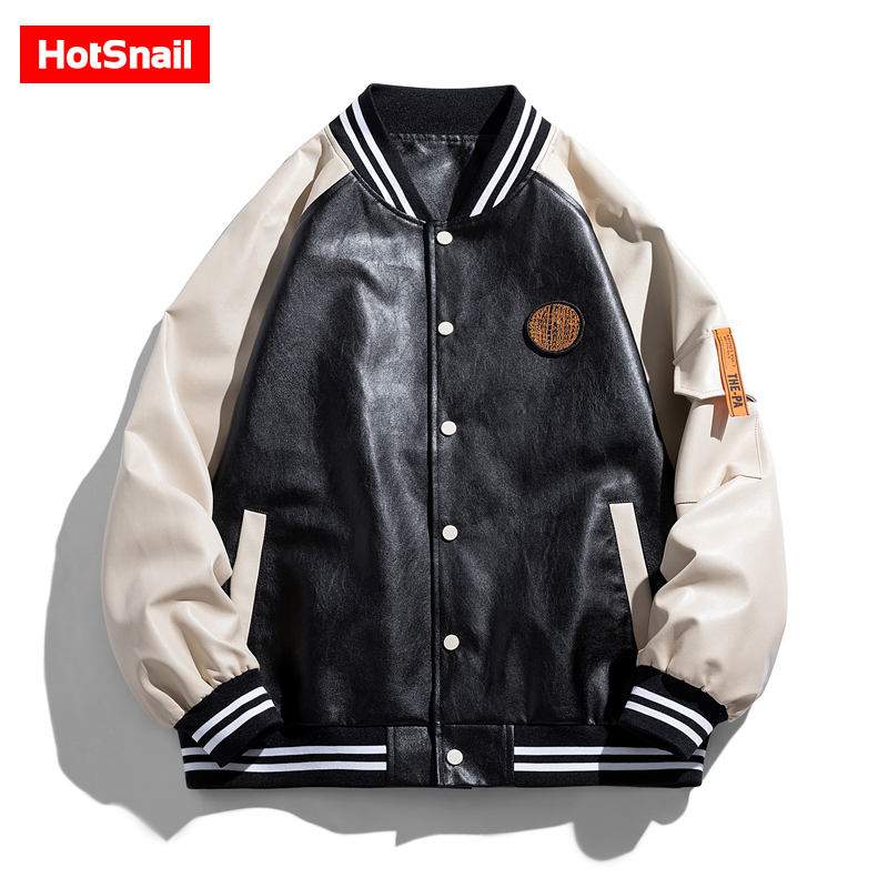 夹克机车服皮衣棒球领秋季宽松