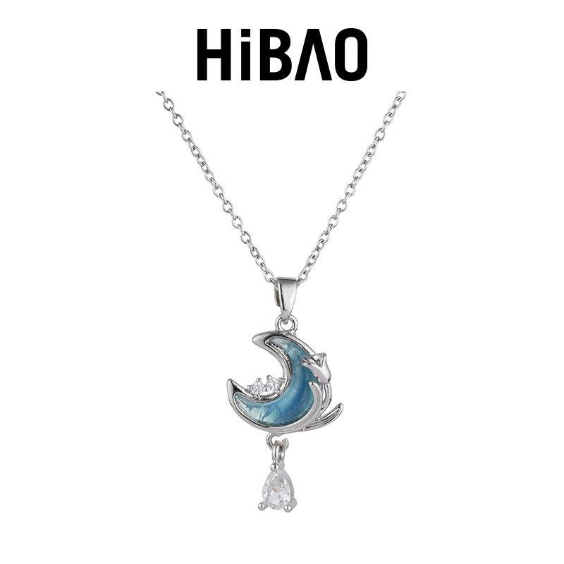 HIBAO喜小宝玫瑰蓝色月亮项链女