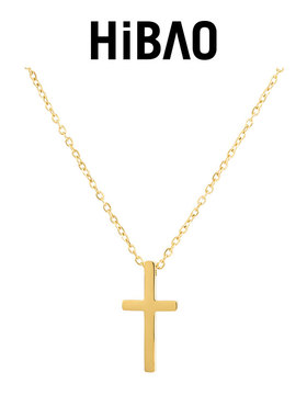 HIBAO喜小宝18k金小十字架项链