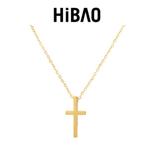 HIBAO喜小宝2025新款18k金小十字架项链女款高级感吊坠锁骨链颈链
