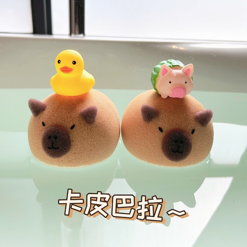 卡皮巴拉沐浴海绵球可爱洗澡洗脸