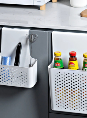 厨房橱柜门内侧收纳盒门后悬挂挂篮保鲜膜垃圾袋置物架姜蒜收纳筐