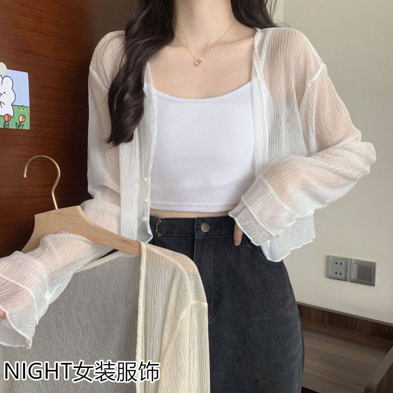 开衫冰丝雪纺防晒女夏季薄款披肩夏季配裙子小坎肩外搭罩衫短上衣