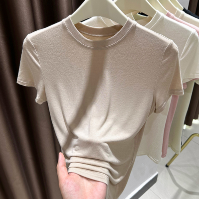 莫代尔圆领短袖T恤修身显瘦薄款