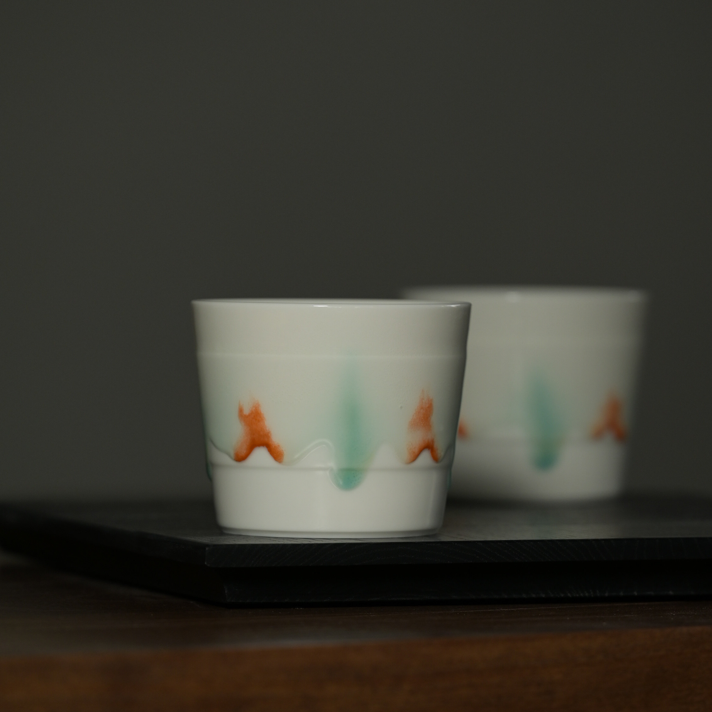 猪口杯 手作流釉猪口杯 专业咖啡拉花杯 景德镇陶瓷杯240ml奶咖杯 - 实物图