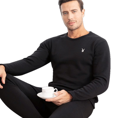 花花公子男士保暖内衣加绒套装