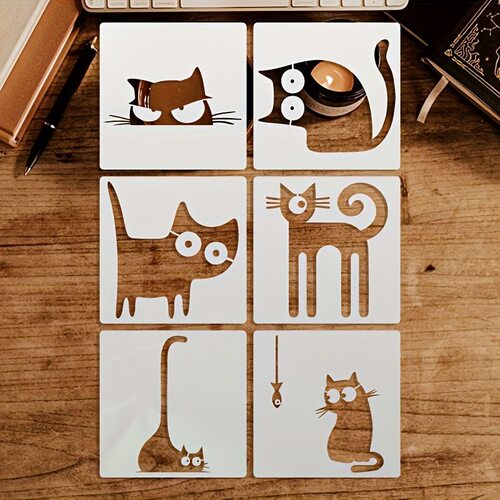 猫猫镂空图案模版创意手工辅助学生儿童绘画手抄报黑板报