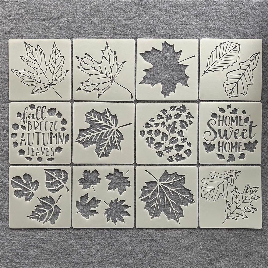 新款花朵树叶图形绘画学生涂鸦镂空墙绘涂刷儿童绘画模板尺工具