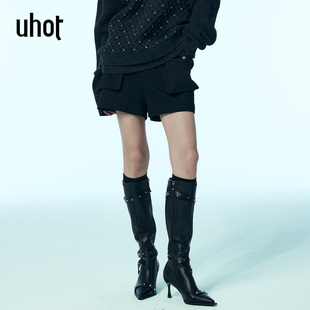 诱货黑色立体多口袋工装 饰25新款 裤 金属环扣装 UWWW2D205 短裤 uhot