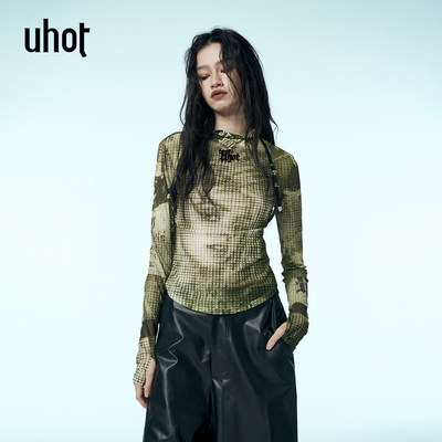 格纹印花小衫经典复古朋克风