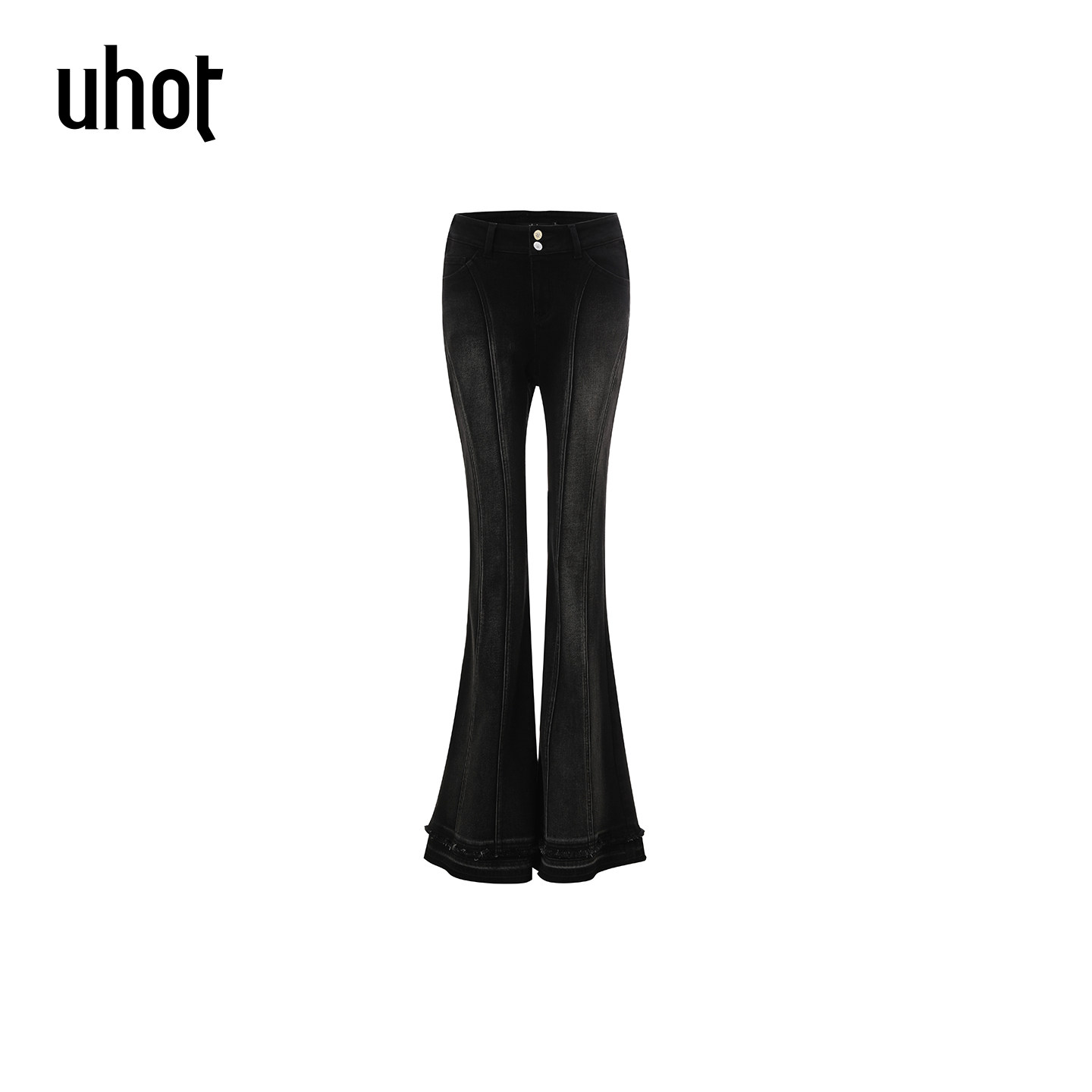 uhot/诱货黑灰修身牛仔微喇裤经典高腰洗水渐变复古辣妹UWWW5K445,女装/女士精品,牛仔裤,淘宝优惠券,粉丝福利购,淘宝优惠卷