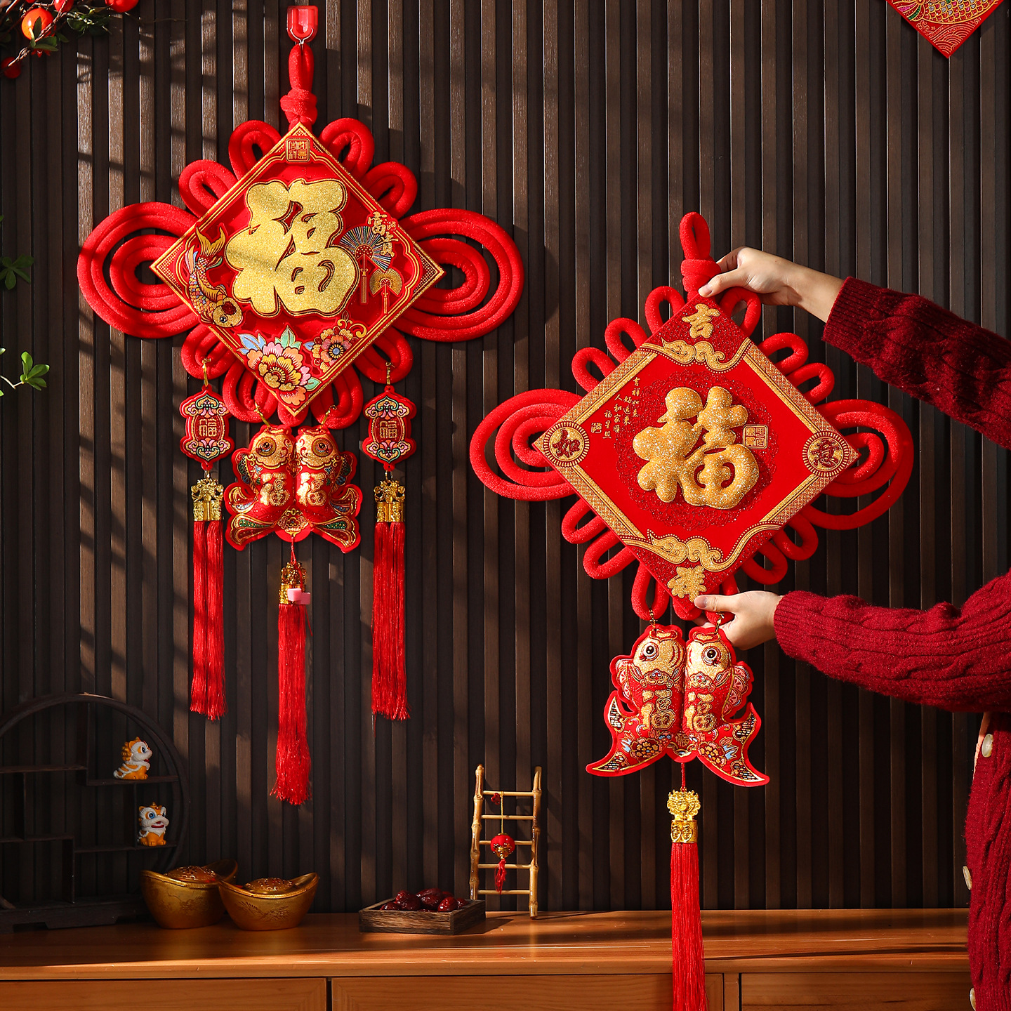2026新款马年福字中国结挂件大小号客厅高档装饰入户门上家用布置