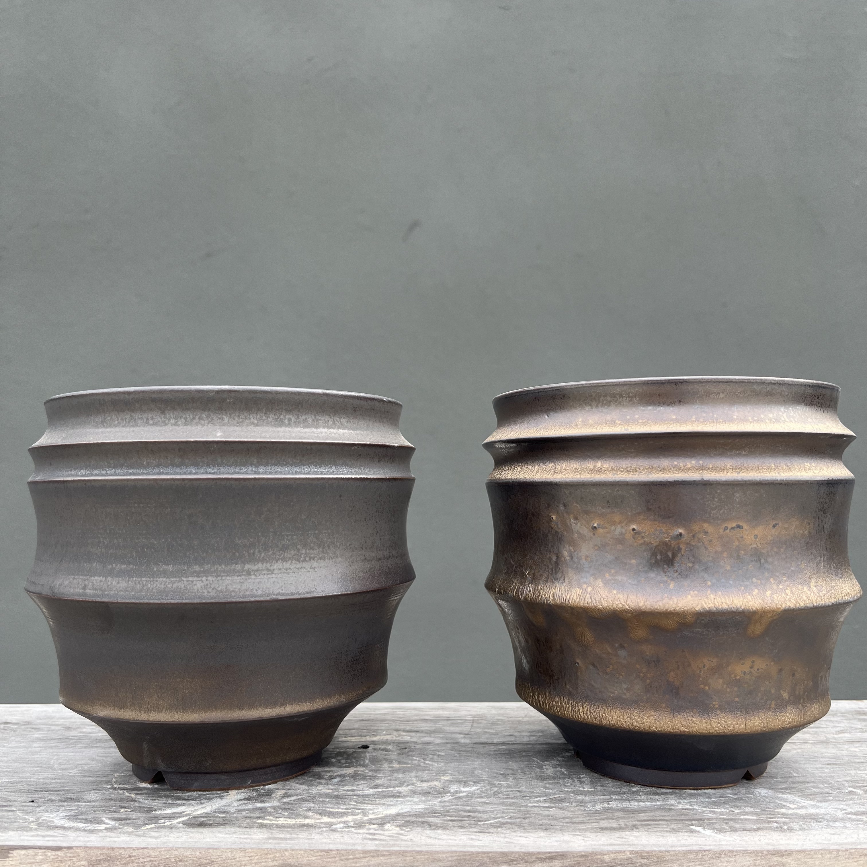 素里块根植物盆日式罐子复古金属手工塊根盆陶瓷植木钵绿植花盆