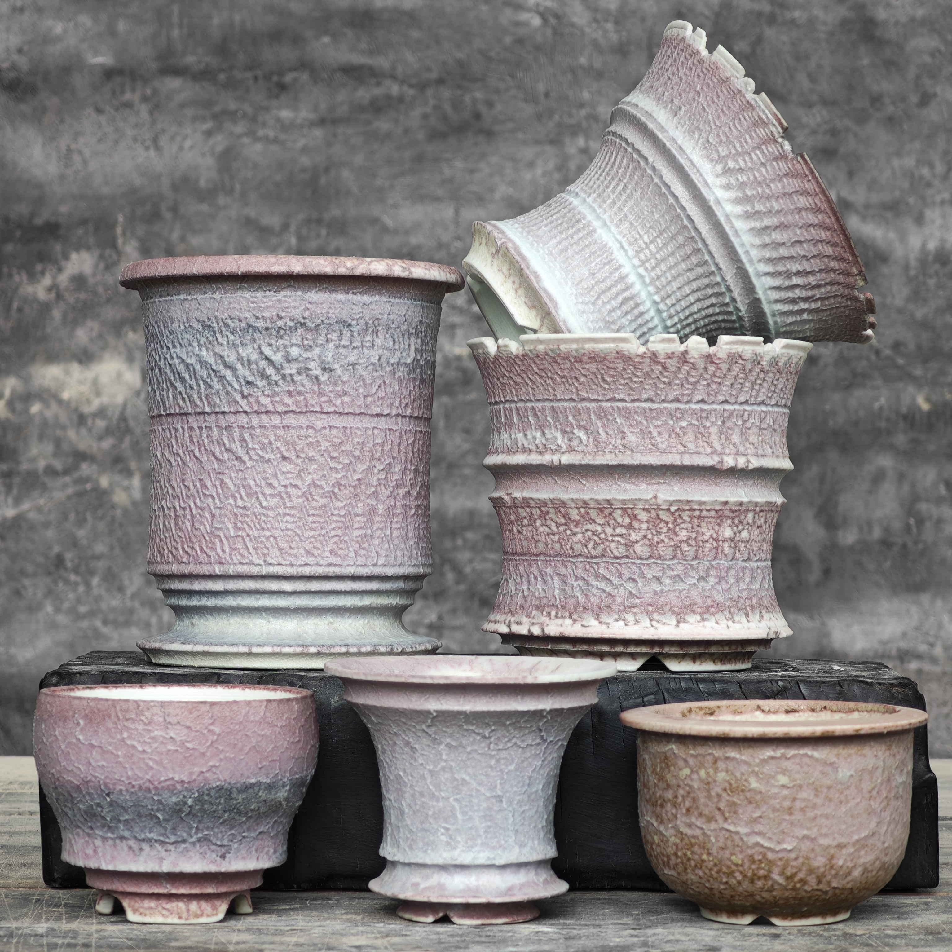 小号粉块根种植物花合集精品多肉仙人球全手工高级陶瓷盆阳台创意