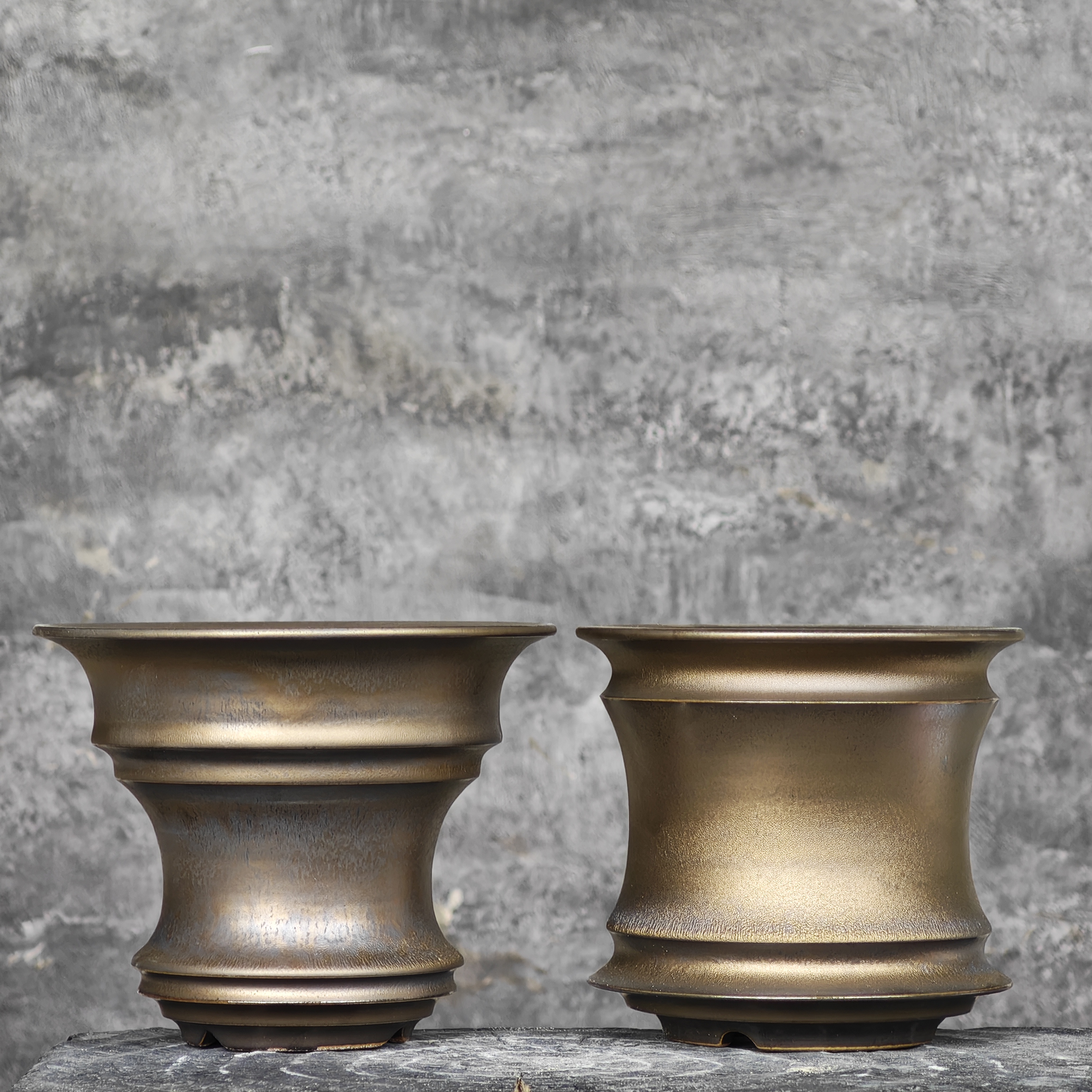 块根种植金色手工陶瓷盆精品多肉仙人球龙舌兰象芽宫植物透气花盆