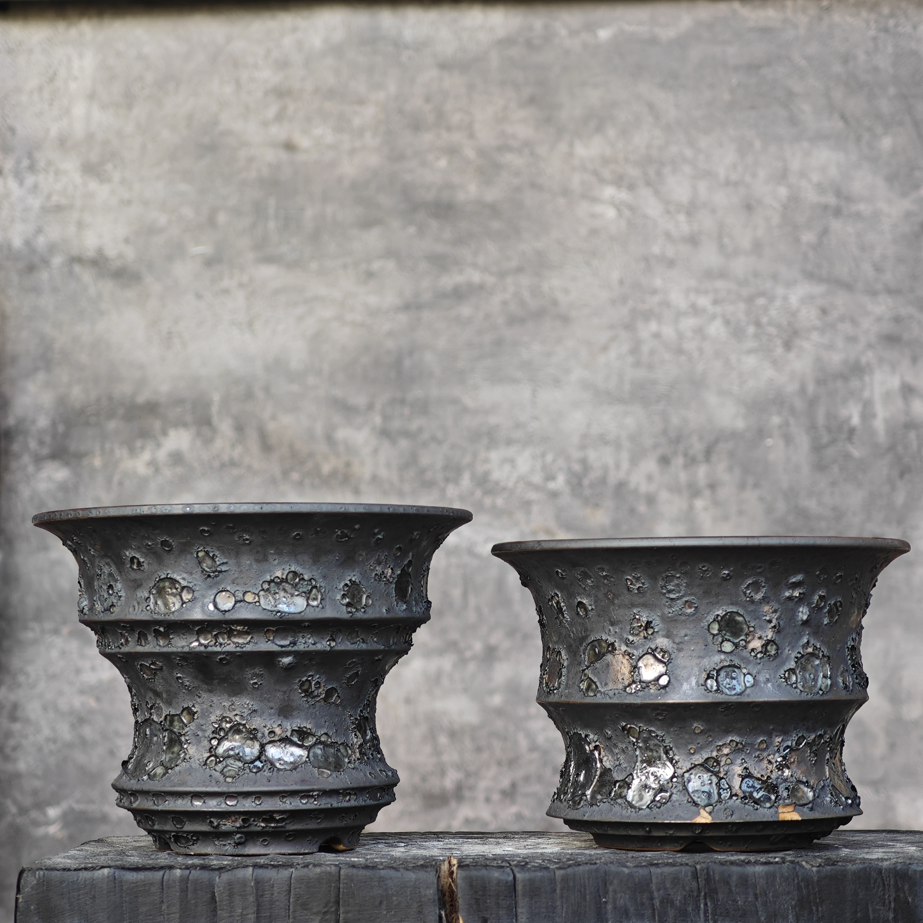 块根花盆/中号黑泡泡合集/日式植木钵全手工陶瓷龙舌兰橄榄塊根盆