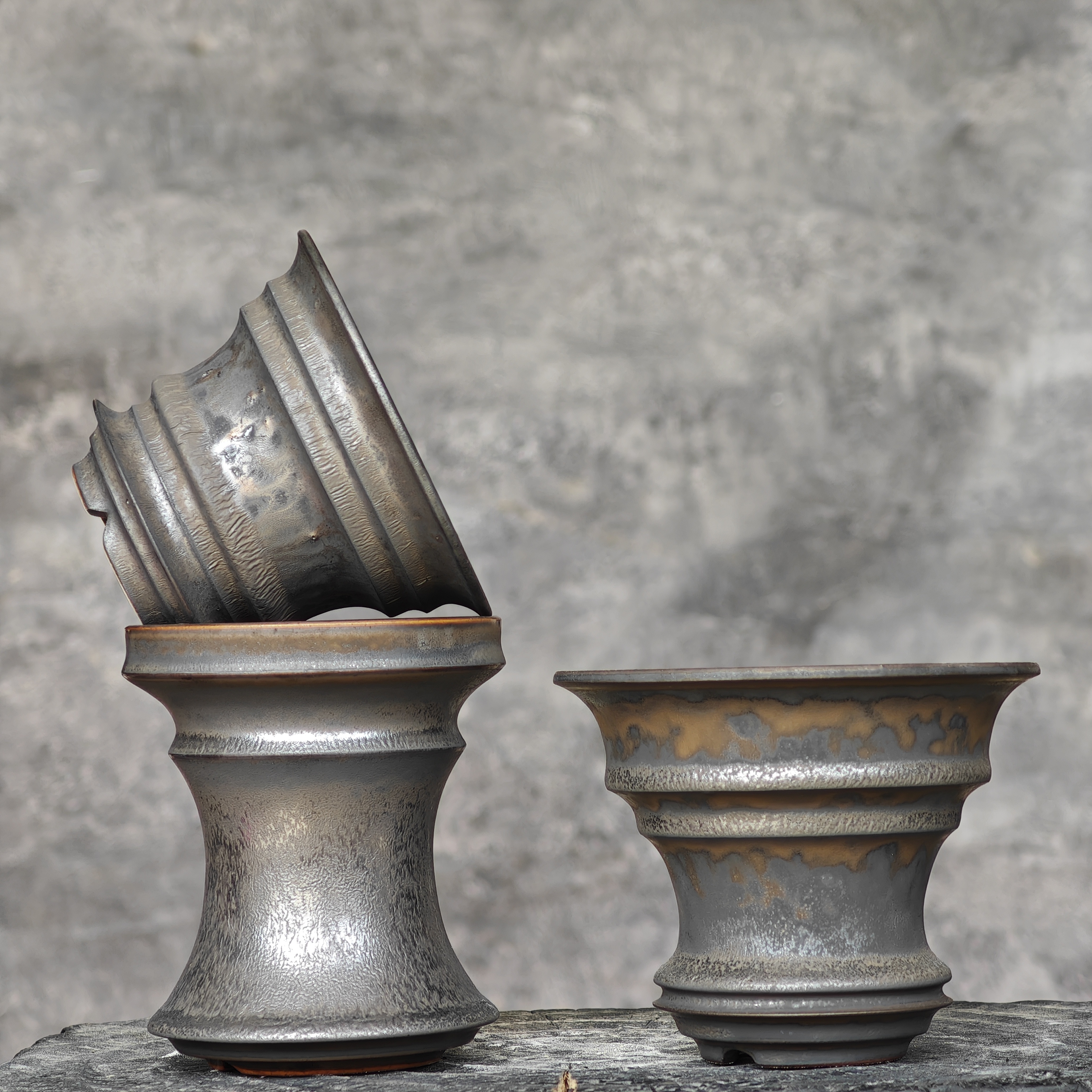 小号哑金块根盆合集 日式手工黑金潮流仙人球龟甲龙 兜专用盆素里