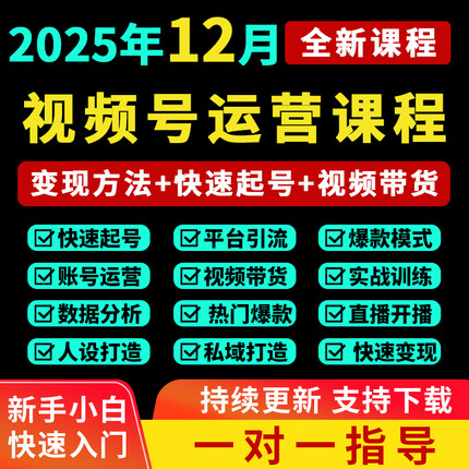 2025视频号运营教程视频号直播带货文案学习达人起号蝴蝶变现课程