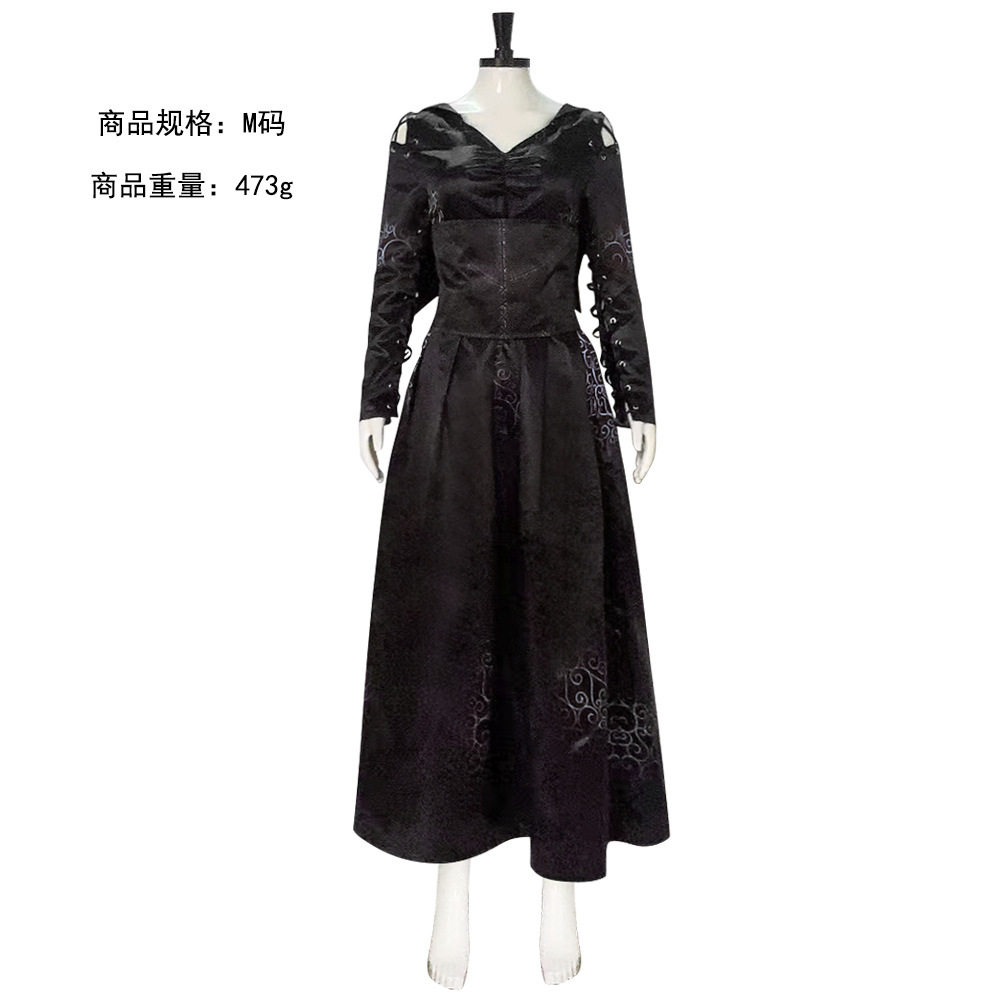 贝拉特里克斯·莱斯特兰奇cos服 万圣节哈莉伯特黑女巫食死徒裙子