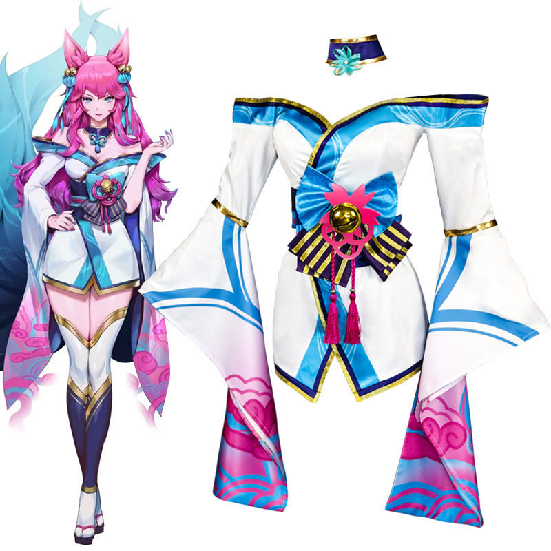 LOL英雄联盟游戏同款cos服 灵魂莲华阿狸cosplay服全套 假发