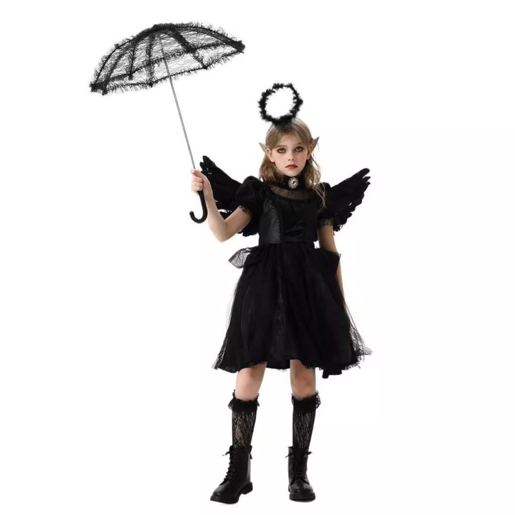 万圣节儿童服装亲子天使装恶魔吸血鬼连衣裙女巫爵士舞表演服童装