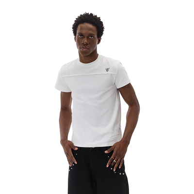 环洞修身正肩刺绣短袖