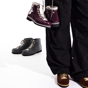 CRICLE CAGE环洞 翻毛皮牛皮复古高帮秋冬休闲靴子