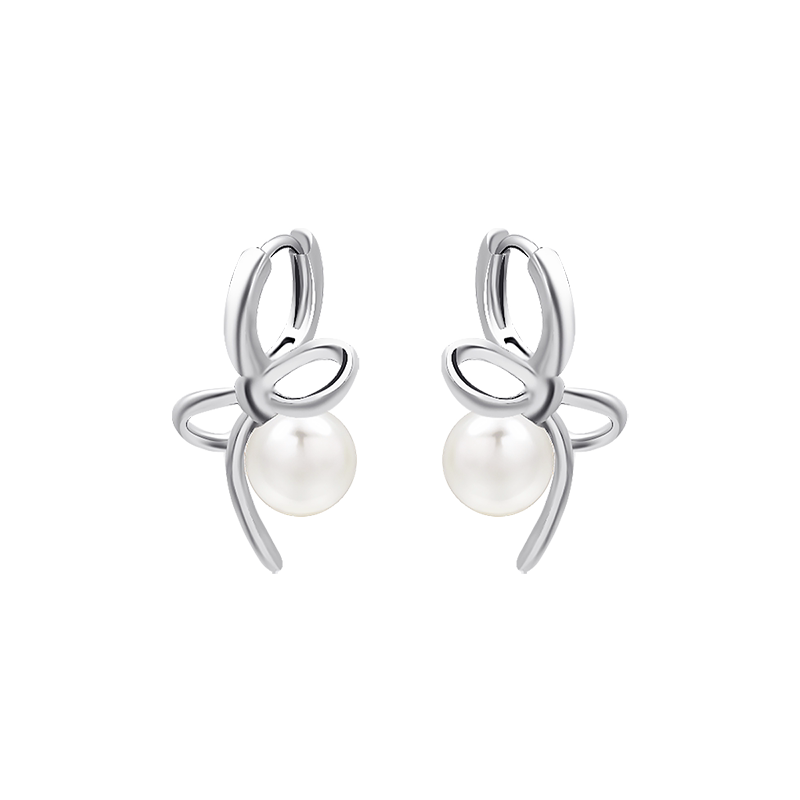 韩国银色耳钉女纯银小众设计高级感珍珠耳饰2025年新款爆款耳环