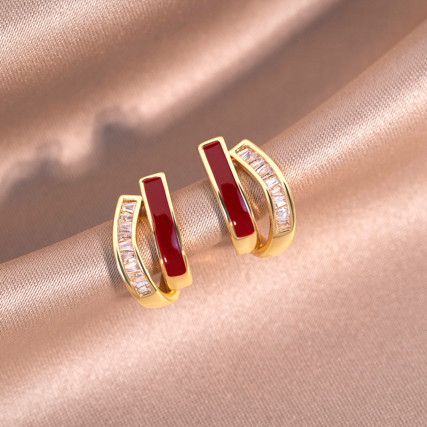 安可拉红色镶钻耳环女2025新款爆款高级感纯银针耳钉小众气质耳饰,饰品/流行首饰/时尚饰品新,耳环,淘宝优惠券,粉丝福利购,淘宝优惠卷