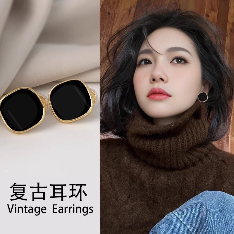 伊灿韩国方形耳钉女纯银小众设计