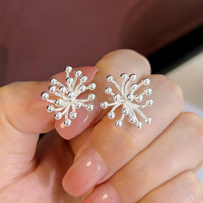 伊灿冷淡风银色烟花耳钉女纯银