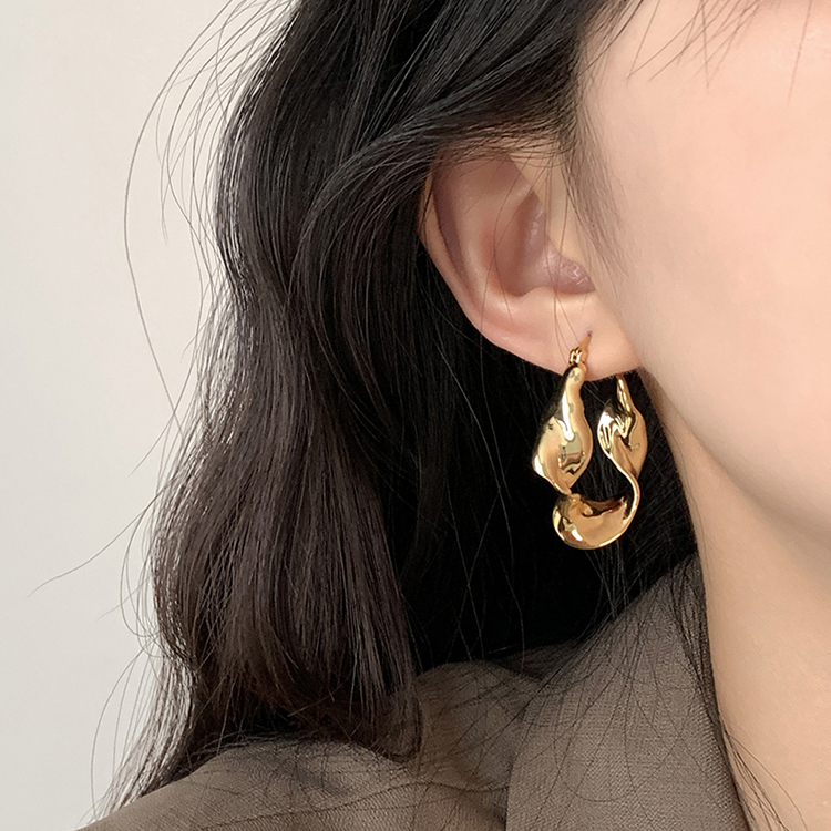 冷淡风不规则金属耳环女小众设计纯银耳钉2025新款爆款高级感耳饰