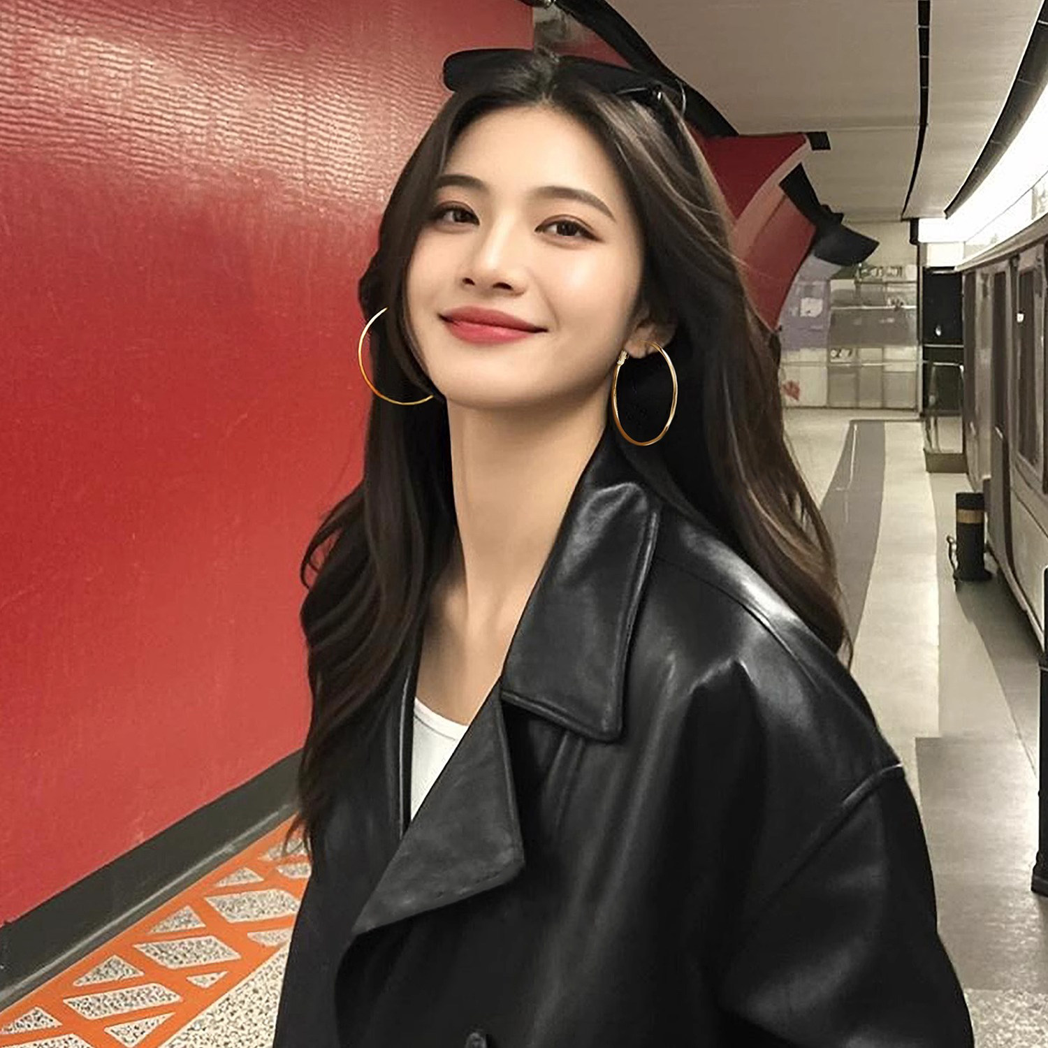 伊灿夸张圈圈耳环女纯银