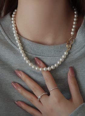 伊灿秋冬毛衣珍珠项链女
