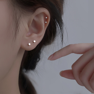 S999纯银针养耳洞耳钉2025年新款潮睡觉免摘防过敏耳环简约耳饰女