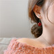 红色珍珠耳坠流苏长款 贝壳爱心耳环一款 两戴小众设计感高级耳饰女