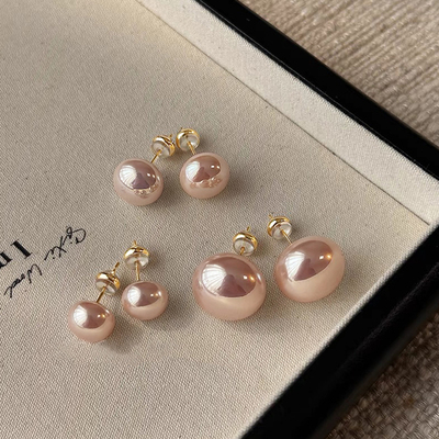 伊灿S999纯银针樱花粉珍珠耳钉