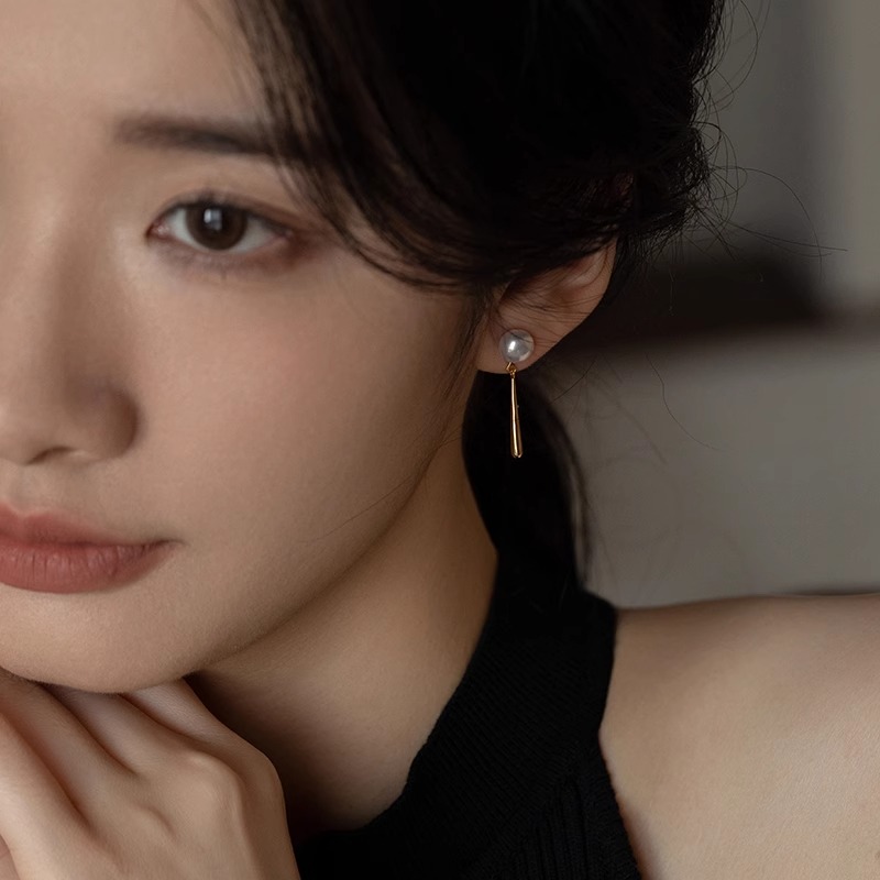 伊灿法式精致时尚流苏珍珠耳钉女