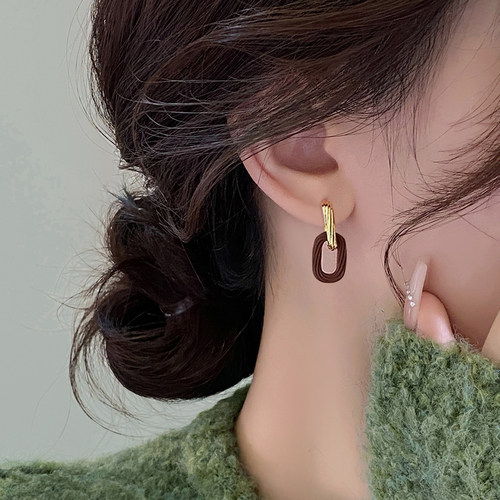 伊灿美拉德复古方形耳环女