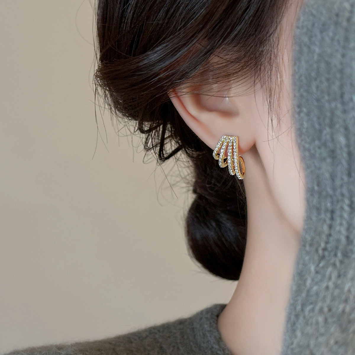 韩式镶钻圆圈小众耳钉女纯银耳饰2025新款爆款简约轻奢设计感耳环,饰品/流行首饰/时尚饰品新,耳钉,淘宝优惠券,粉丝福利购,淘宝优惠卷