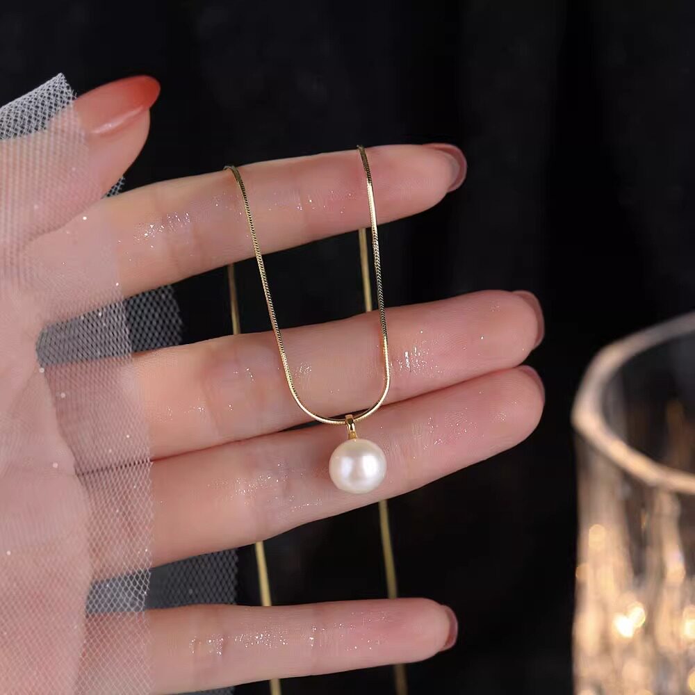 天然淡水珍珠项链女夏季冷淡风极简锁骨链小众设计感高级轻奢颈链