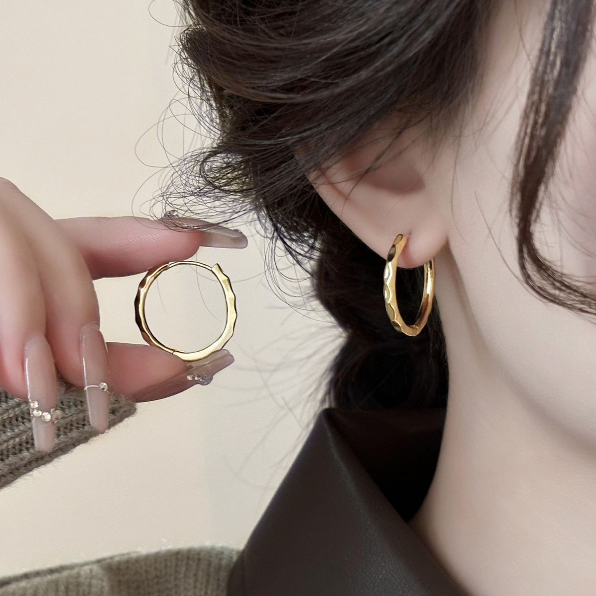 伊灿日韩冷淡风素圈耳环女