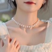 锁骨链 爆款 时尚 猫掌珍珠项链女小众设计高级小米珠颈链2025年新款