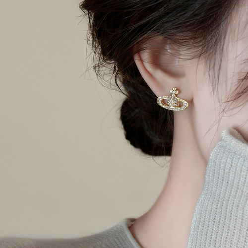 伊灿星球西太后满钻纯银耳钉女