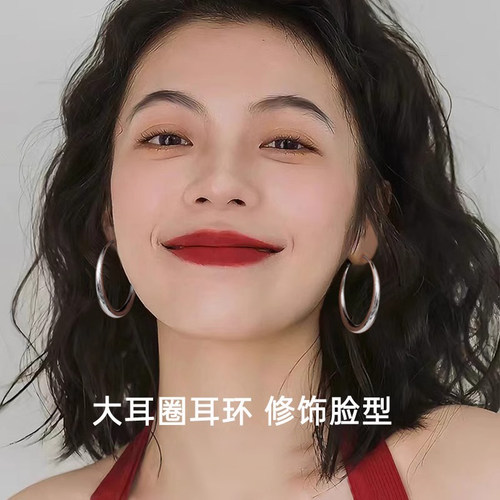 伊灿夸张显脸小纯银耳环女
