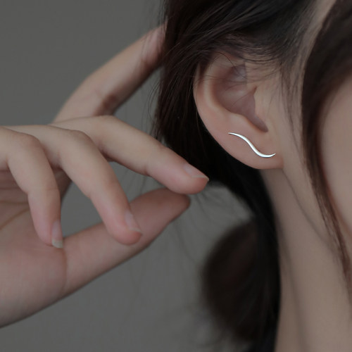 伊灿纯银流线设计感耳钉女小众