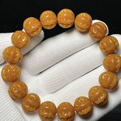 鸡油黄菩提根雕刻猴头佛珠风化菩提子男女手链文玩盘玩京八棱手串